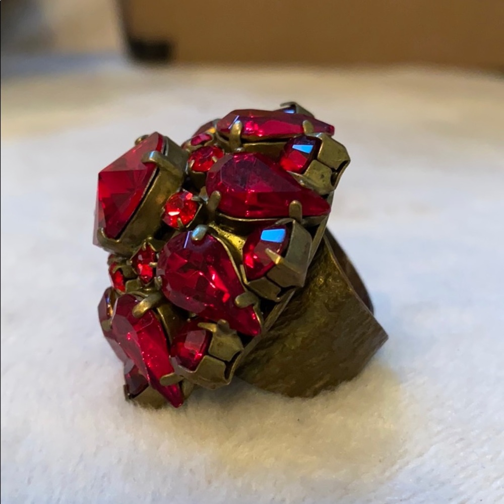 Frangos Red Crystal Statement Ring - image 6
